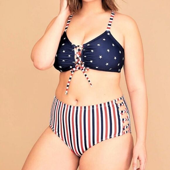 𝅺CACIQUE Lane Bryant Stars Stripes Americana Bikini Mixed Sizing - Picture 1 of 5